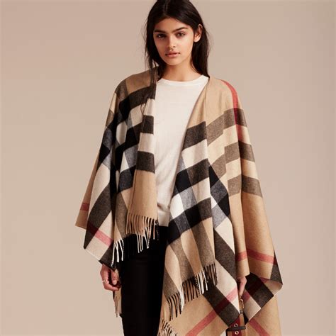 burberry check merino wool cashmere wrap|burberry poncho and cape.